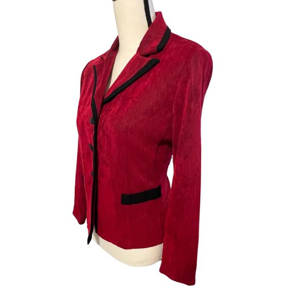 Vintage Perceptions Petite Women's Blazer Button Front Size 10P Red Textured - Picture 3 of 5